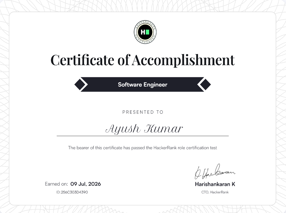 Software Engineer Role Certification